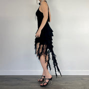 Noir Flirty Ruffle Halter Dress (S)