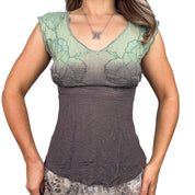 Vintage Floral Embroidered Ombré Top (S)