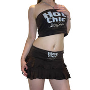 Y2K 'Hot Chic' Top and Rara Skirt Set (S)