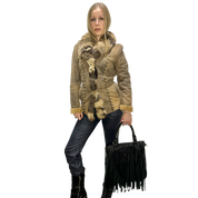 Vintage Italian Fur Trim Coat (XS/S)