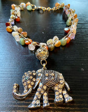 Elephant statment stone necklace