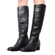 90s Italian Tall Black Leather Riding Boots (8.5)