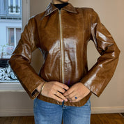 Vintage Butter Brown Fitted Italian Leather Jacket (S)