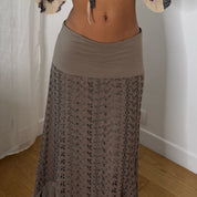 Italian Vintage Embroidered Mermaid Maxi Skirt (S/M)