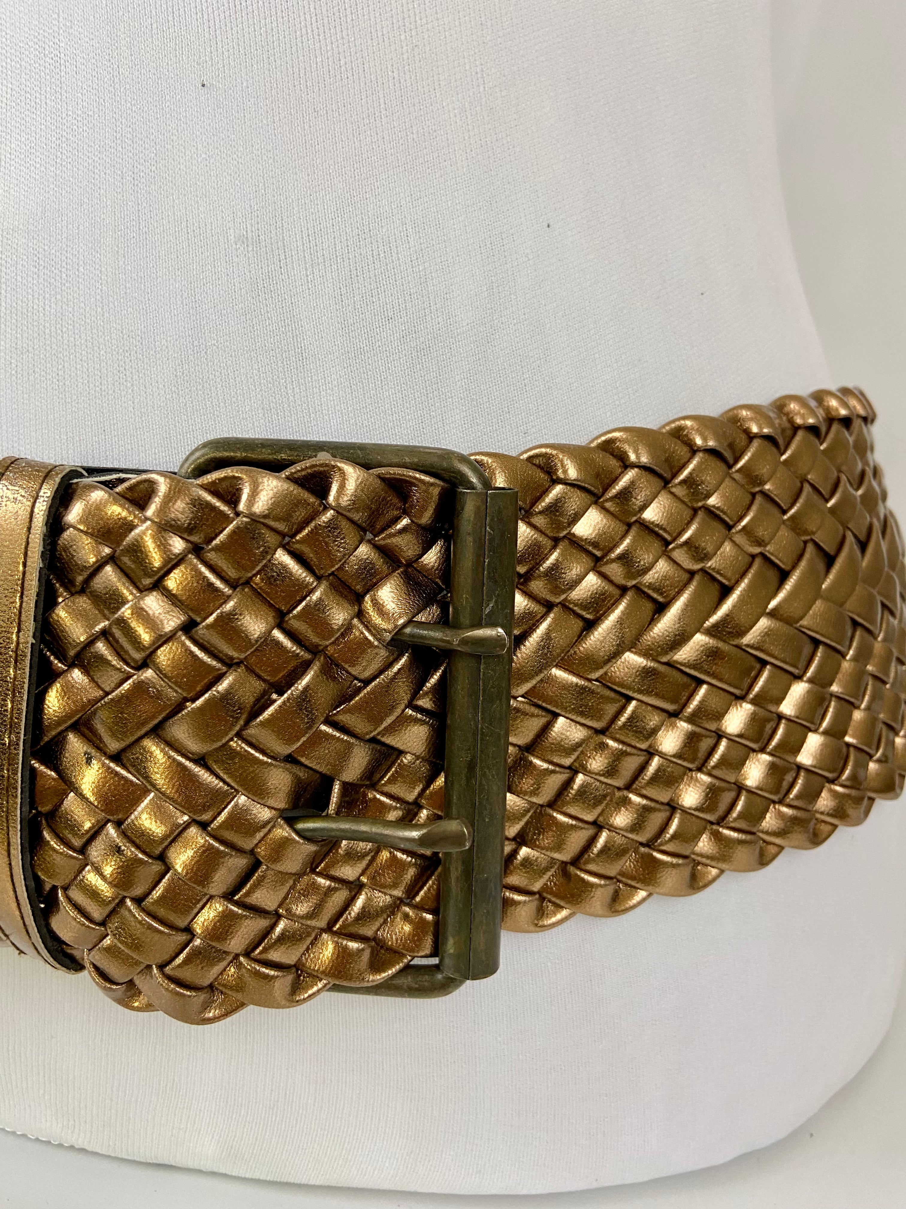 80's Vintage Woven Metallic Gold Braided
Belt