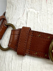 Leather brown waist belt