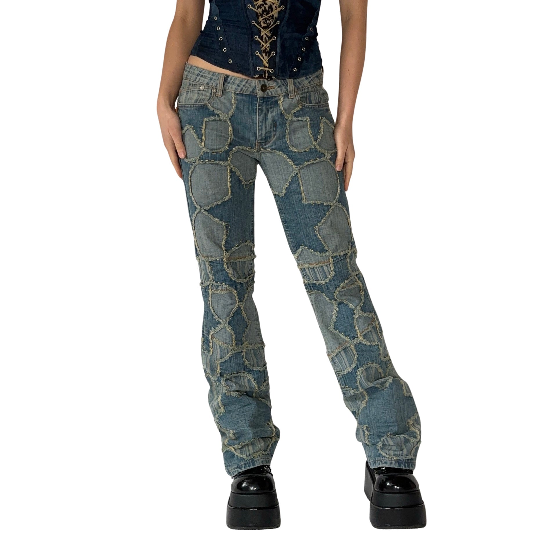 2000s Patchwork Jeans (S/M)