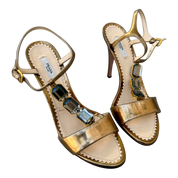 Prada Jewel Gold T-Strap Heels (7.5)