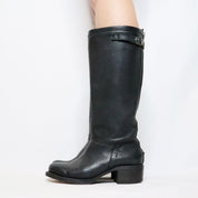 90s Black Leather Riding Boots (7)