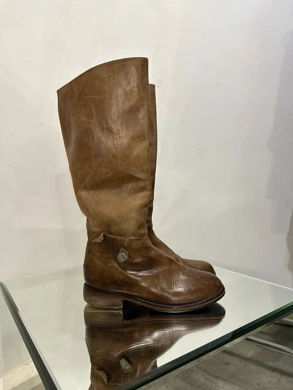 Vintage Boho Slouch Leather Knee High Calf Boots (US 5)