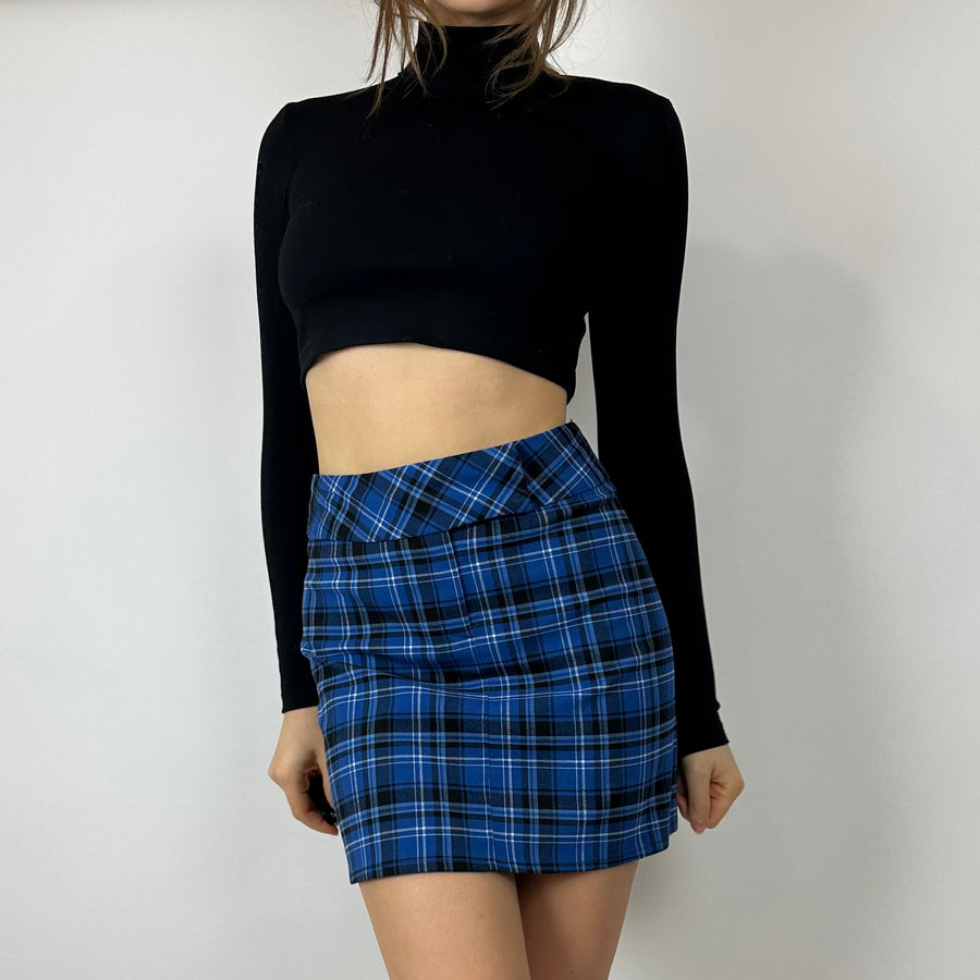 Vintage 90’s Blue Plaid Mini Skirt (xs/s)