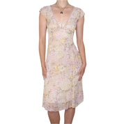 Y2K ELIE TAHARI Silk Pastel Floral Midi Dress (S)