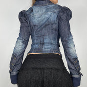 Fornarina Medieval-Style Puff Sleeve Denim Jacket (S)