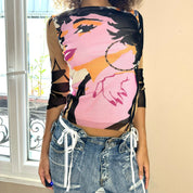 Vintage Woman Graphic Mesh Tee (S)