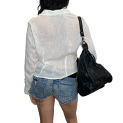 Vintage Italian Ruffle White Blouse (M)