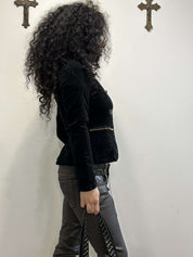 Vintage Black Cropped Military Jacket (XS/S)