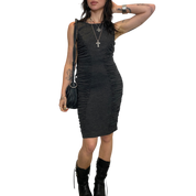 Calvin Klein Jersey Ruched Bodycon Midi Dress (S)
