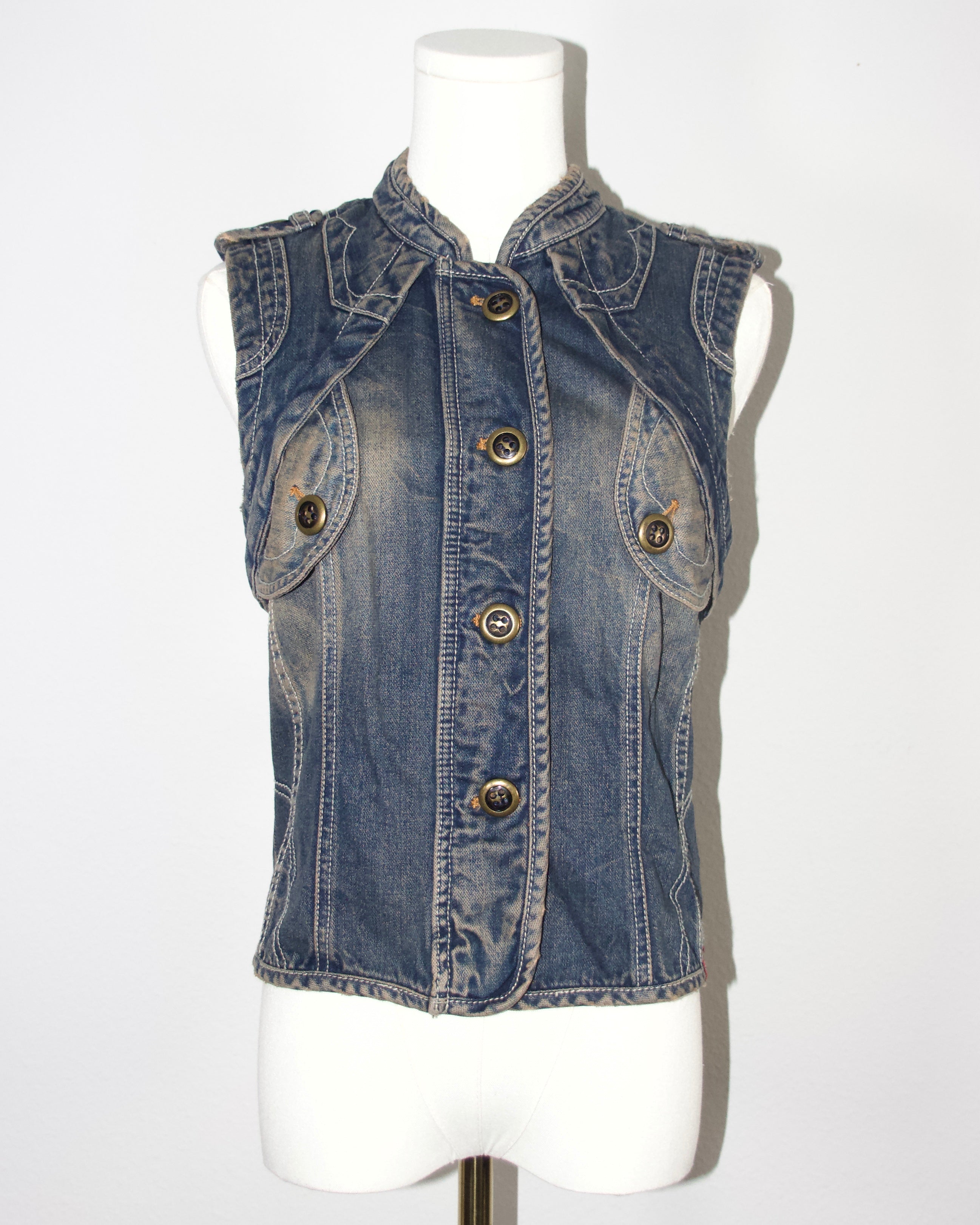 00s EDC Distressed Denim Vest (S) – Holy Thrift