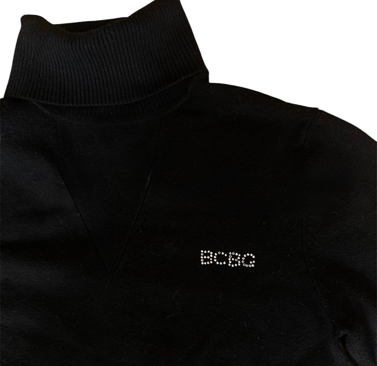 BCBG Turtleneck Sweater With Rhinestone Logo (M)