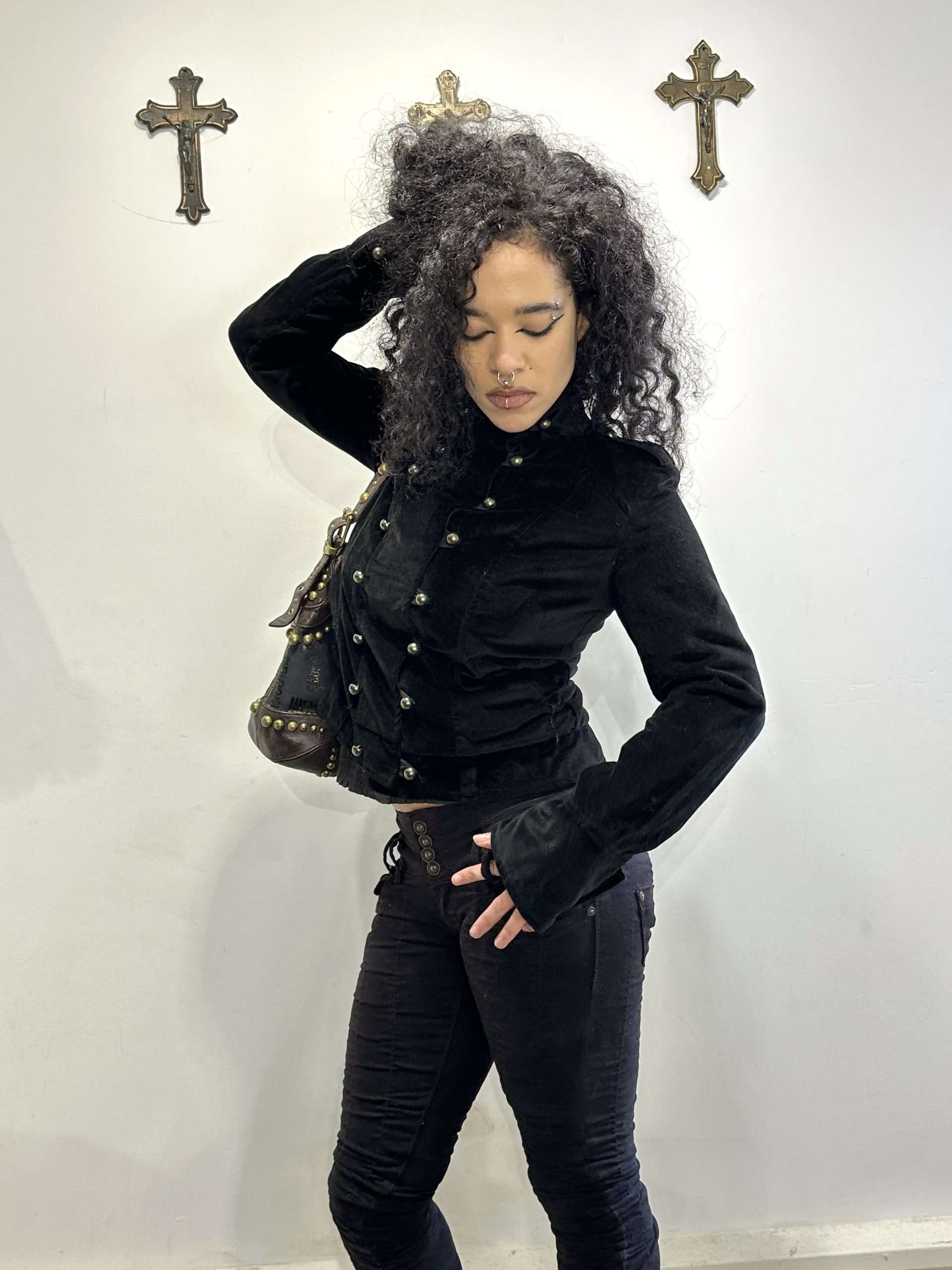 Vintage Italian Napoleon Black Jacket (S/M)