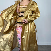 Vintage Metallic Vinyl Trench Coat (L)