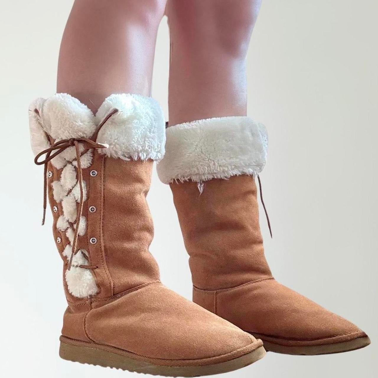 Y2K Snow Bunny UGG Tie Up Lace Boots (9)