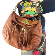Bebe Brown Leather Boho Bag
