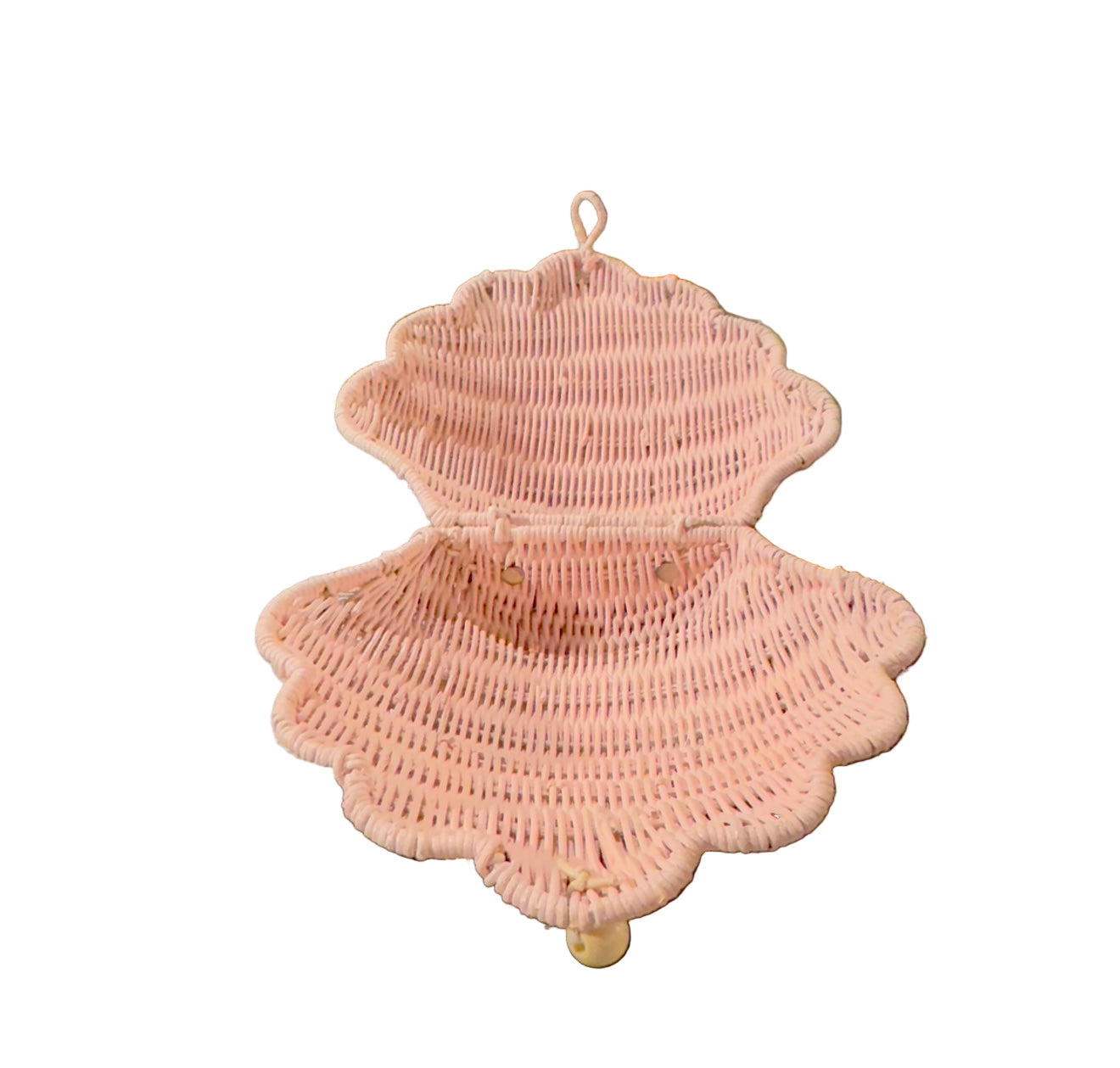 Pink Clamshell Wicker purse
