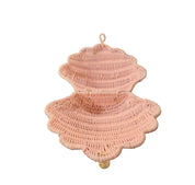 Pink Clamshell Wicker purse