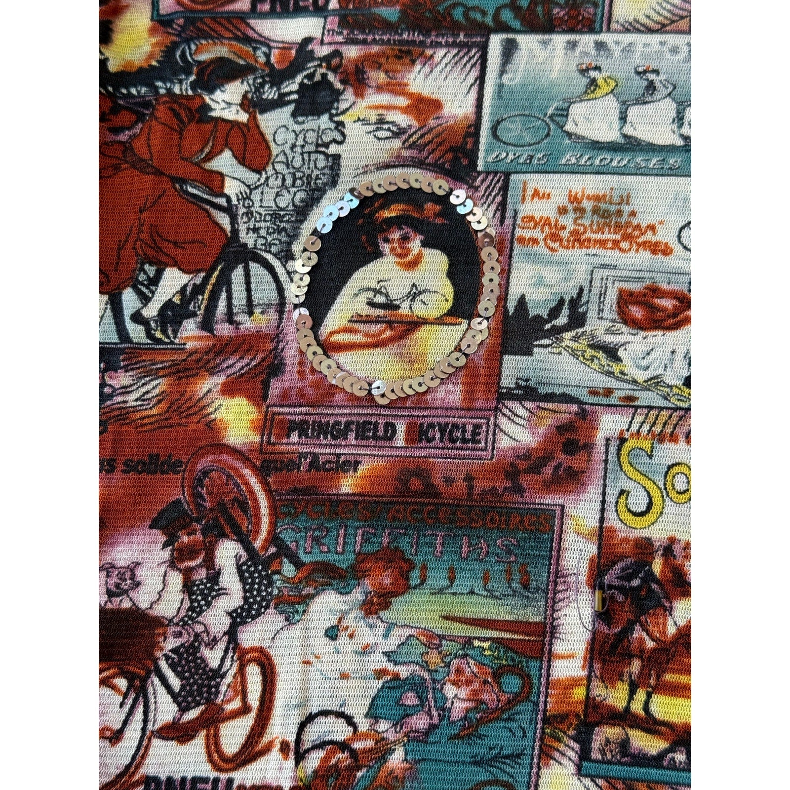 Vintage Graphic Mesh Blouse (S)