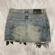 Richmond embellished mini denim skirt (S)