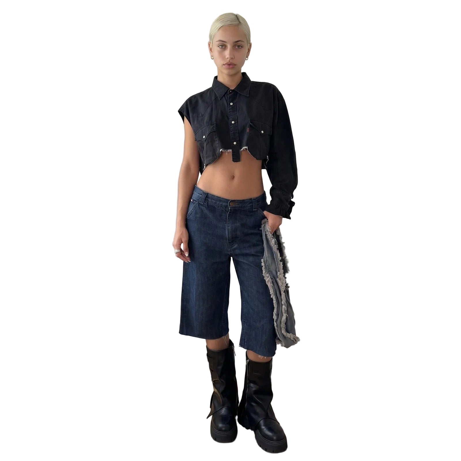 Vintage Levi’s Black Denim Cropped Shirt (S)