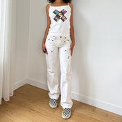 Vintage French White Utility Cargo Pants (XS/S)