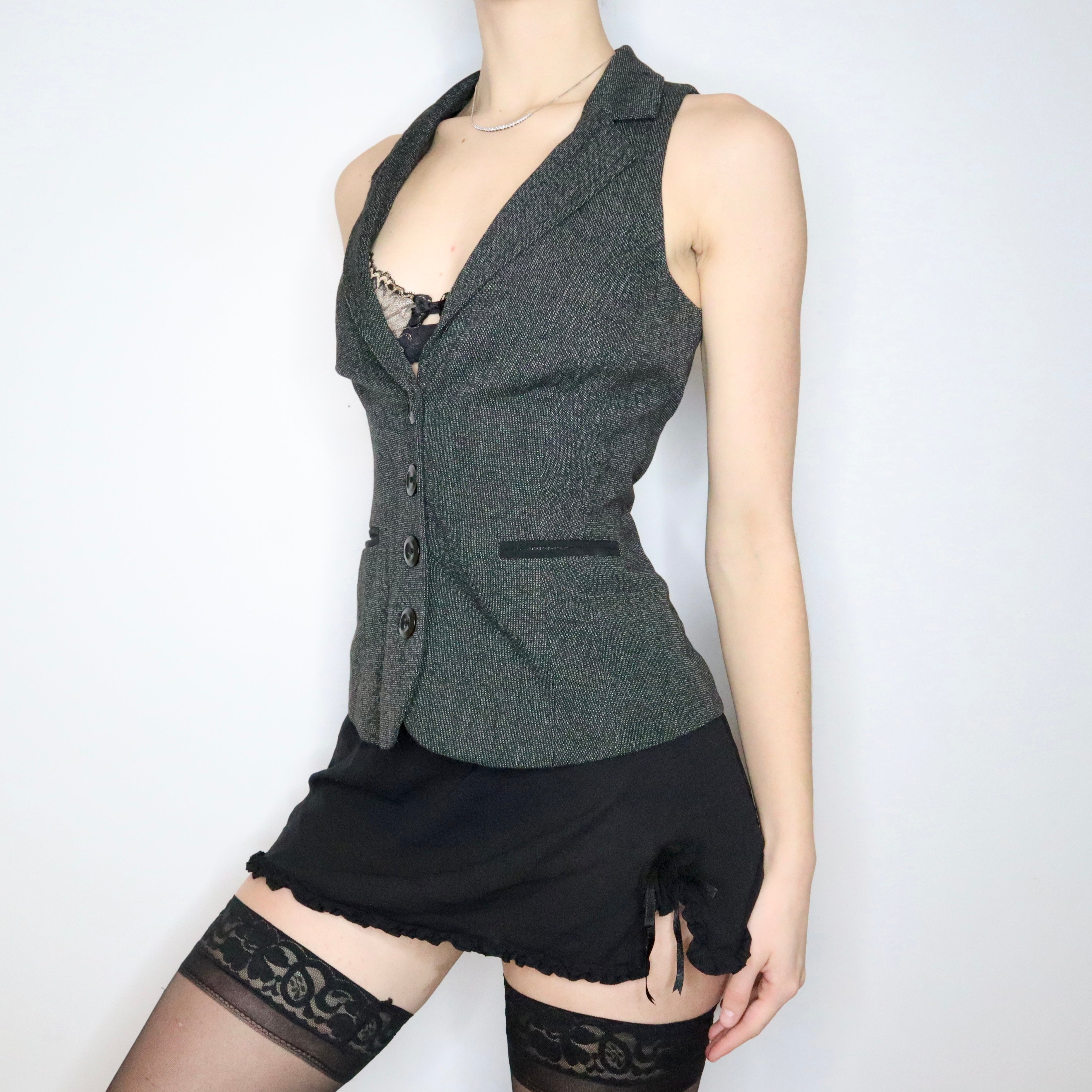 Y2K Dark Gray Waistcoat Vest (S)