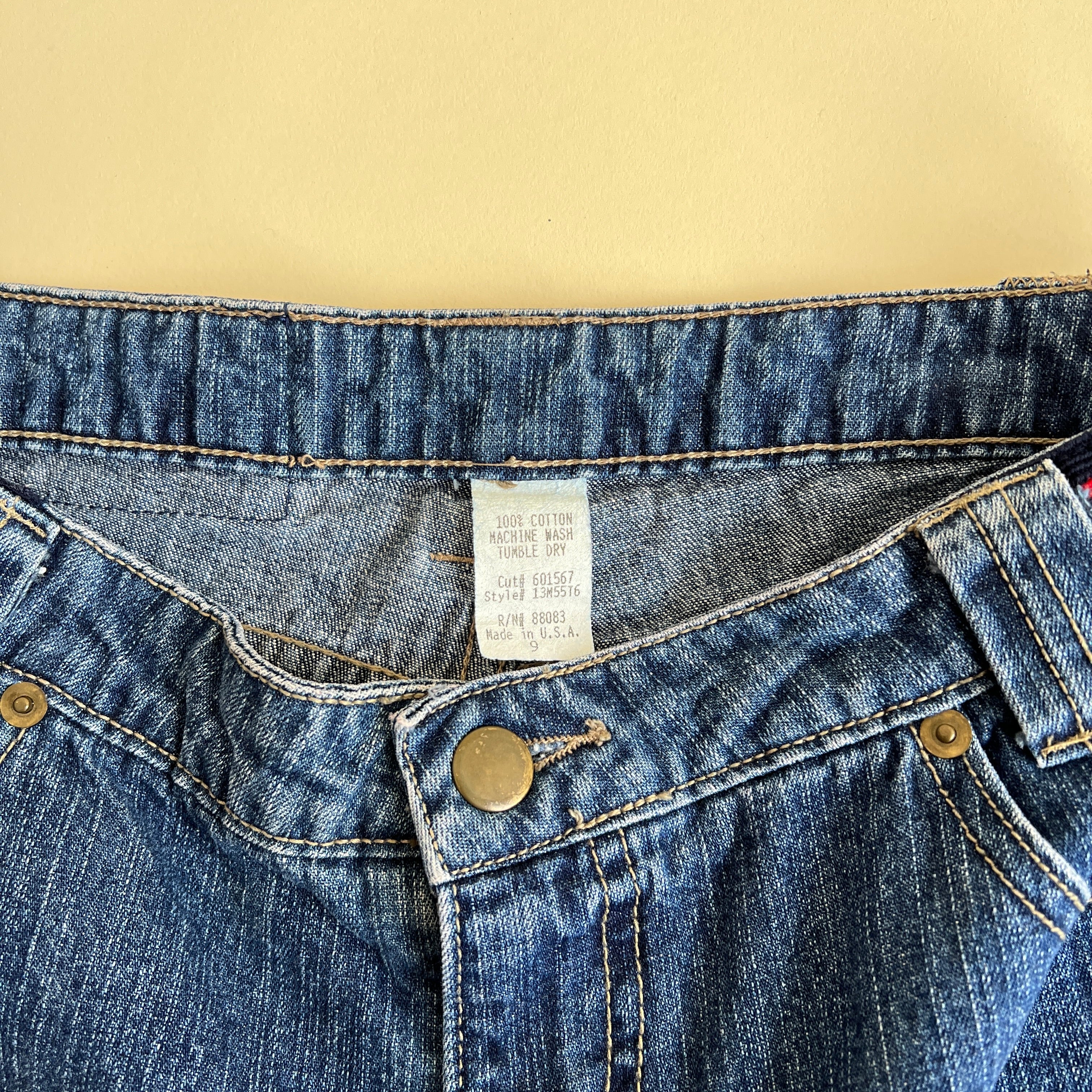 90s denim short stripe waist (M)