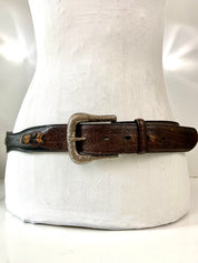 Western leather belt for