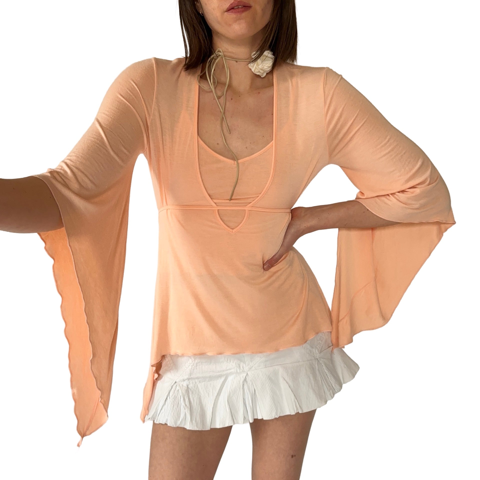 Y2K Peach Whimsy Top (S)