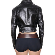 Y2K Italian Black Leather Moto Jacket (S/M)