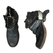 Vintage AS.98 Moto Biker Buckle Slouch Leather Ankle Boots