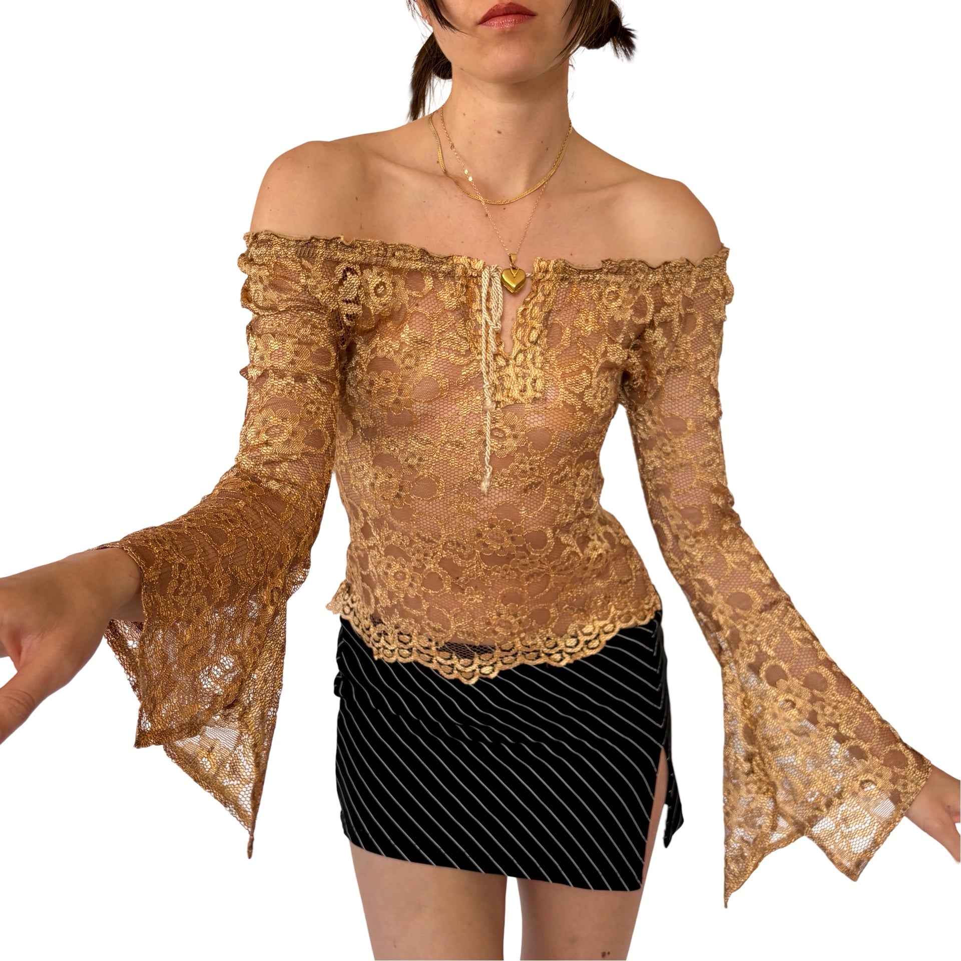 Y2K Boho Bell Sleeve Top (XS/S)