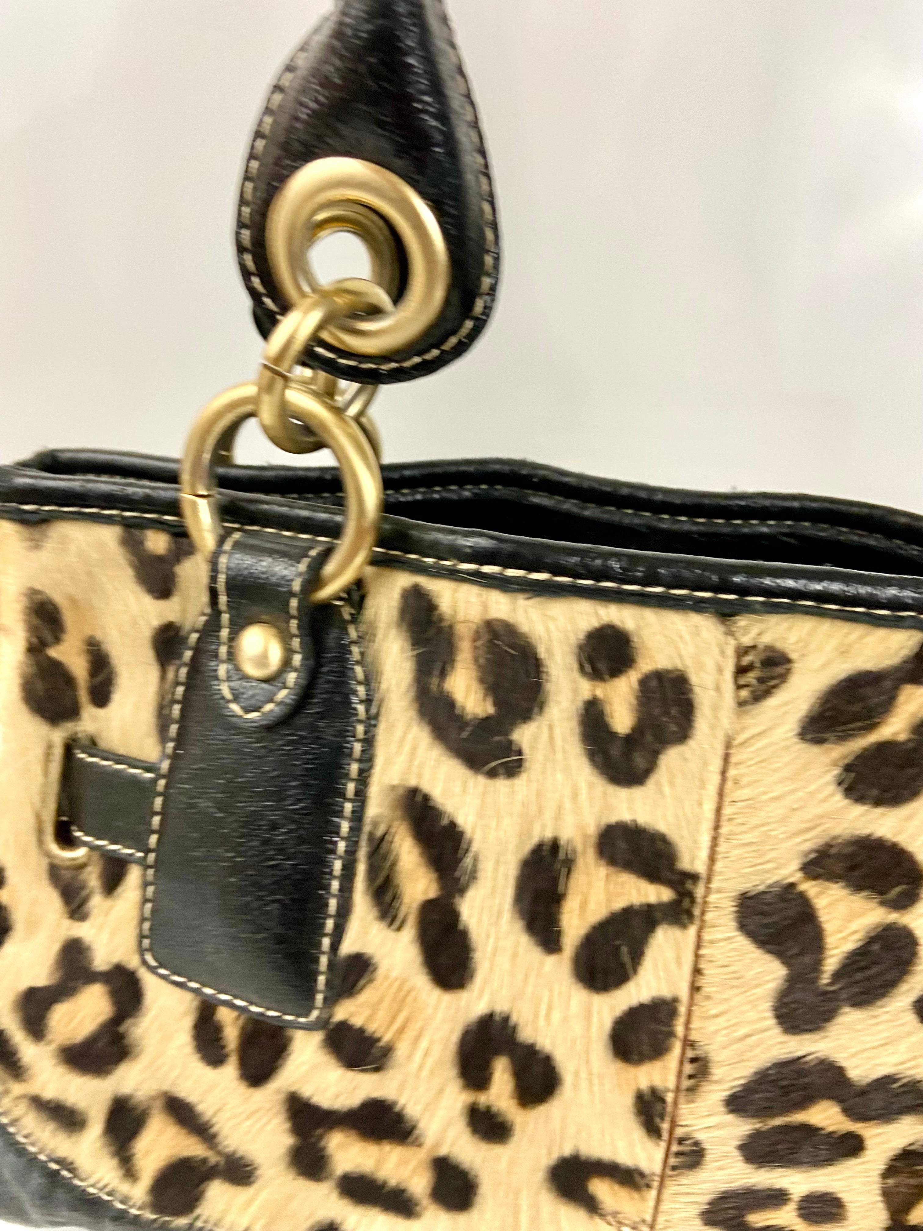 Leopard Pony Hair and Leather Shoulder Bag