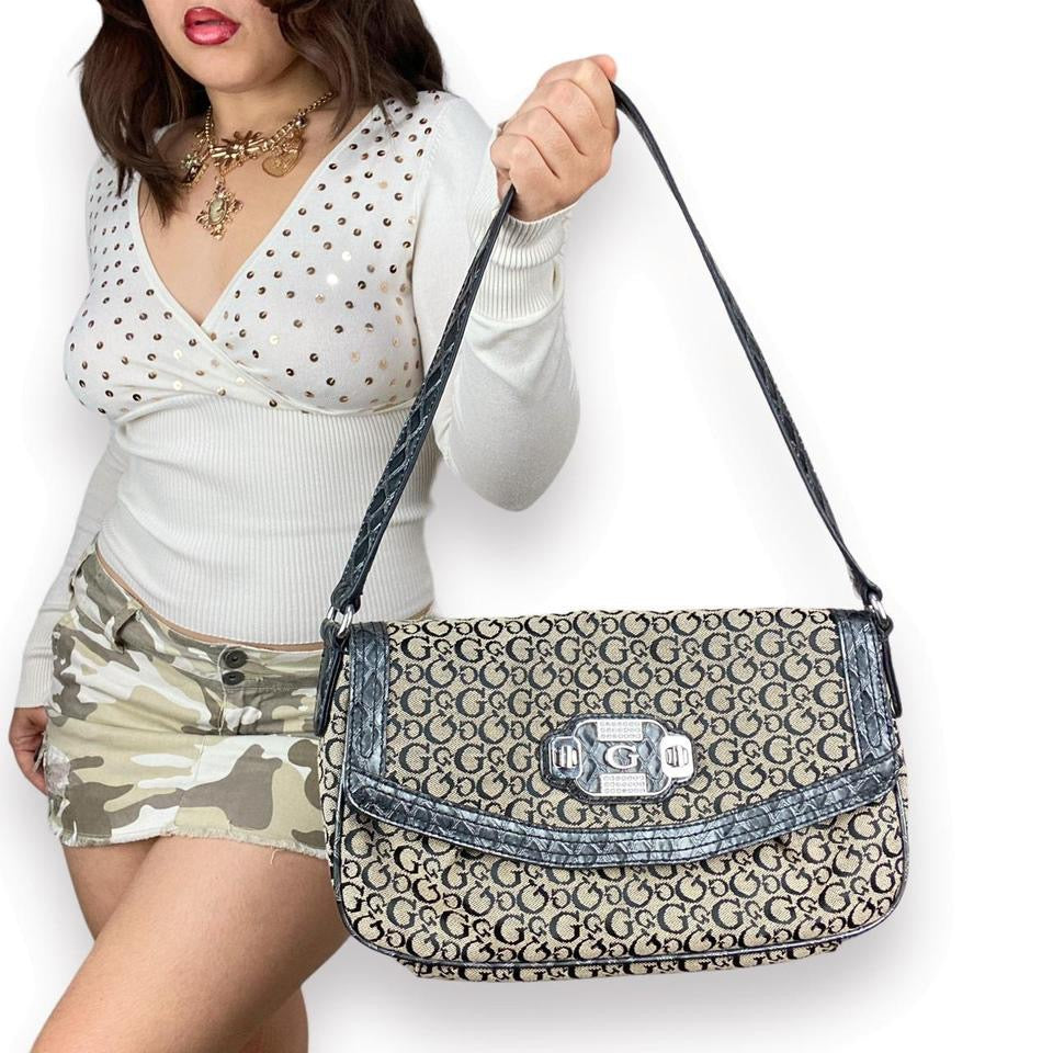 2000s Guess Monogram Shoulder Bag