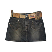 Dolce & Gabbana AW2003 Denim Leather Patch Skirt (XS/S)