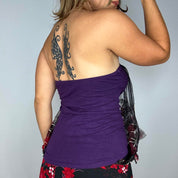 Y2K Embellished Mesh Overlay Strapless Bubble Top (M)