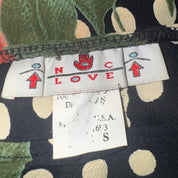 Vintage Fruit Print Polka Dot Maxi Skirt (S)