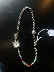 Silver Multicolored Beaded Watch Choker