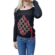 Vintage Save the Queen! Black Medieval Embroidered Knit Longsleeve (S)