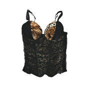 Black Mesh Leopard Corset (S/M)
