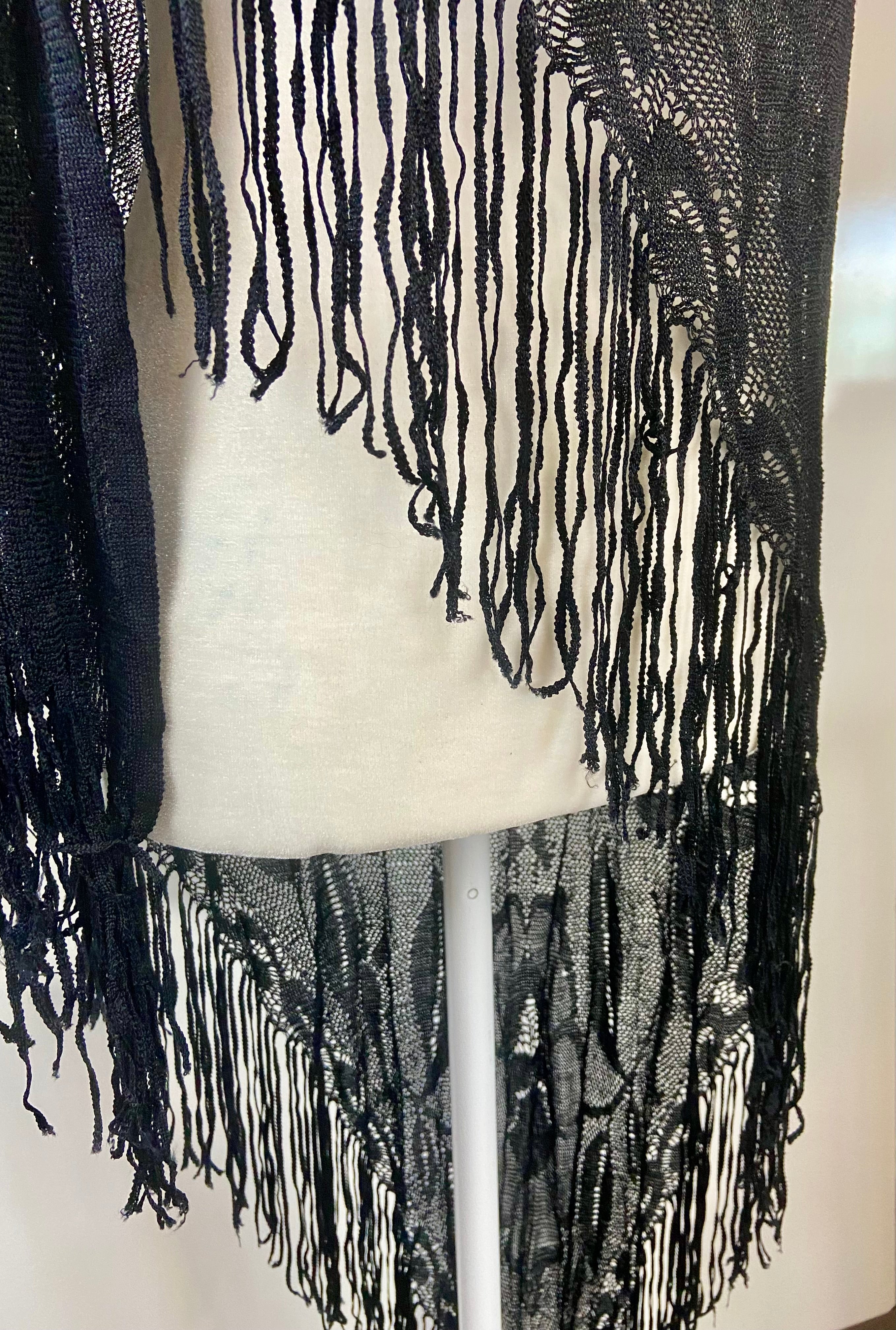 Black Lace triangle Scarf with flower accessories