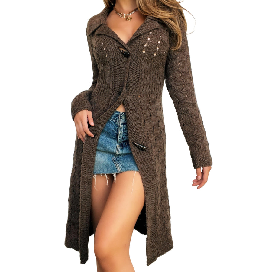 Brown Knit Duster Cardigan (M)